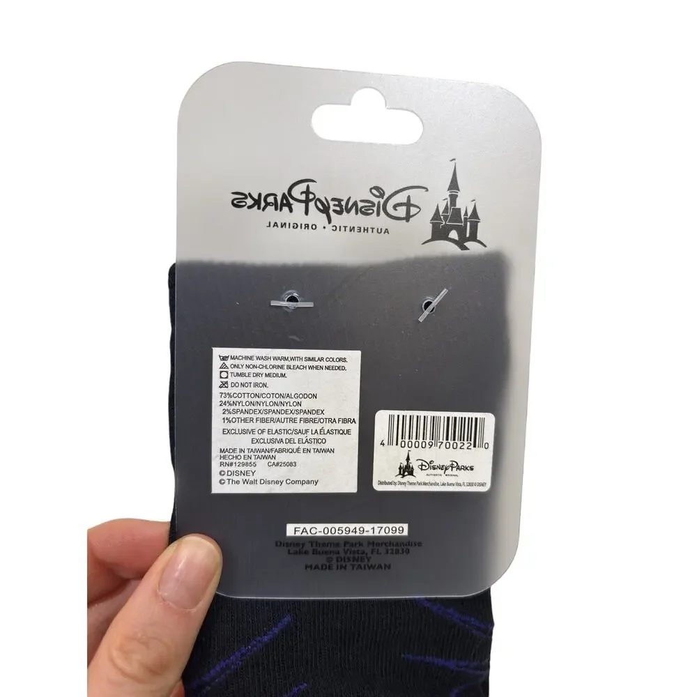 Disney Parks Crew Socks Adult One Size Black Maleficent Green Flame Graphic NWT